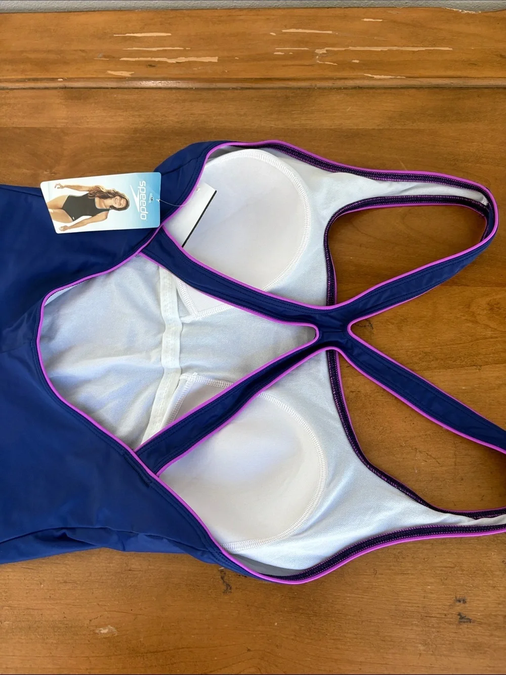 Speedo NWT Blue One-Piece Swimsuit with Pink Trim Size 18